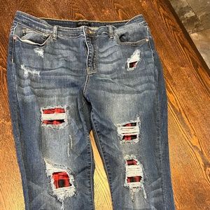 Judy blue flannel patch jeans 2xl